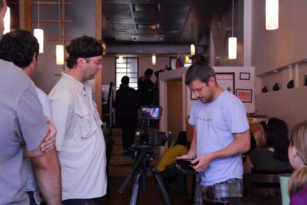 Patrick Reis and Peter Zinn preparing a shot for "Hypothetically"